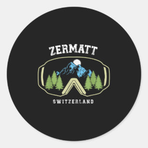 Zermatt Skibrille Alpinski Schweizer Alpen Schweiz Runder Aufkleber