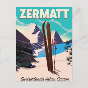 Zermatt Skiferienposter Postkarte