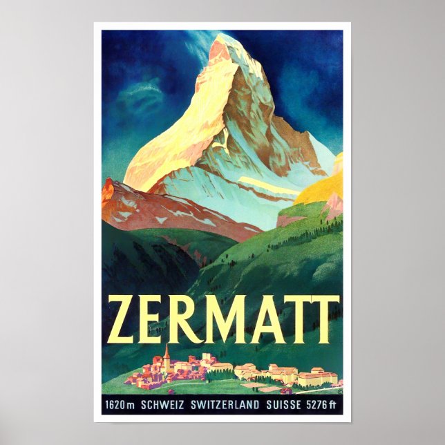 Zermatt Suisse vintage voyage Poster (Devant)