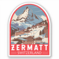 Zermatt Switzerland Illustration Reisen Art Retro