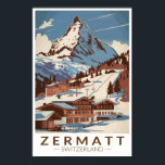 Zermatt Switzerland Illustration Reisen Art Retro Poster<br><div class="desc">Zermatt Retrovektor-Reisedesign. Zermatt,  im Kanton Südschweiz,  ist ein Bergrestaurant,  das für Ski,  Klettern und Wandern bekannt ist.</div>