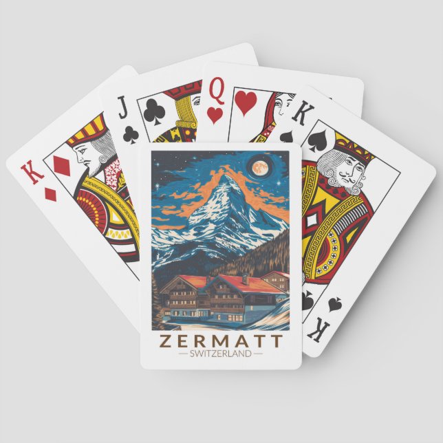 Zermatt Switzerland Matterhorn Reisen Vintag Spielkarten (Rückseite)