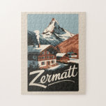 Zermatt Switzerland Reisen Vintag<br><div class="desc">Zermatt Retrovektor-Reisedesign. Zermatt,  im Kanton Südschweiz,  ist ein Bergrestaurant,  das für Ski,  Klettern und Wandern bekannt ist.</div>