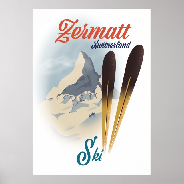 Zermatt Switzerland vintage ski poster (Vorne)