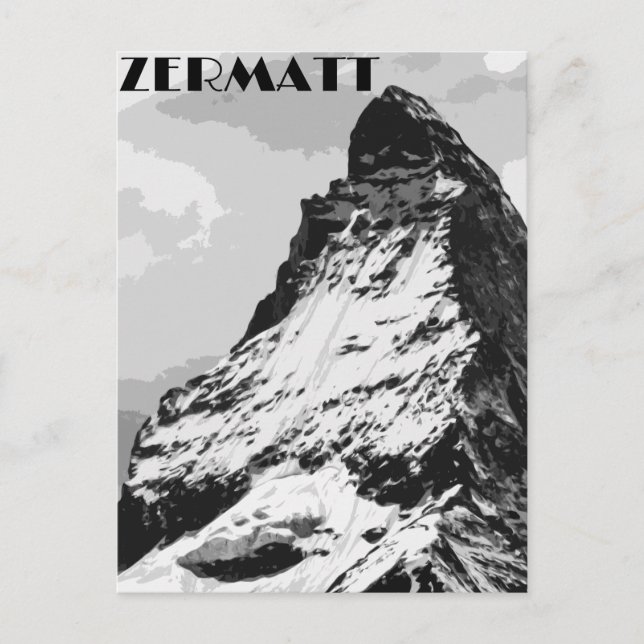 Zermatt Switzerland Vintage Travel Poster Postkarte (Vorderseite)