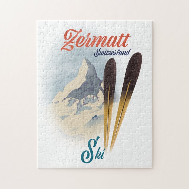 Zermatt Switzerland Vintages Skipposter (Vertikal)