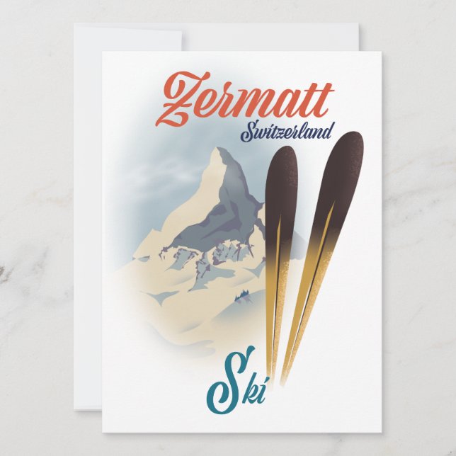 Zermatt Switzerland Vintages Skipposter (Vorderseite)