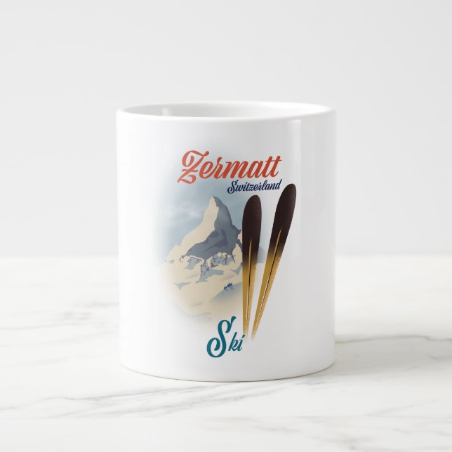 Zermatt Switzerland Vintages Skipposter Jumbo-Tasse (Vorderseite)