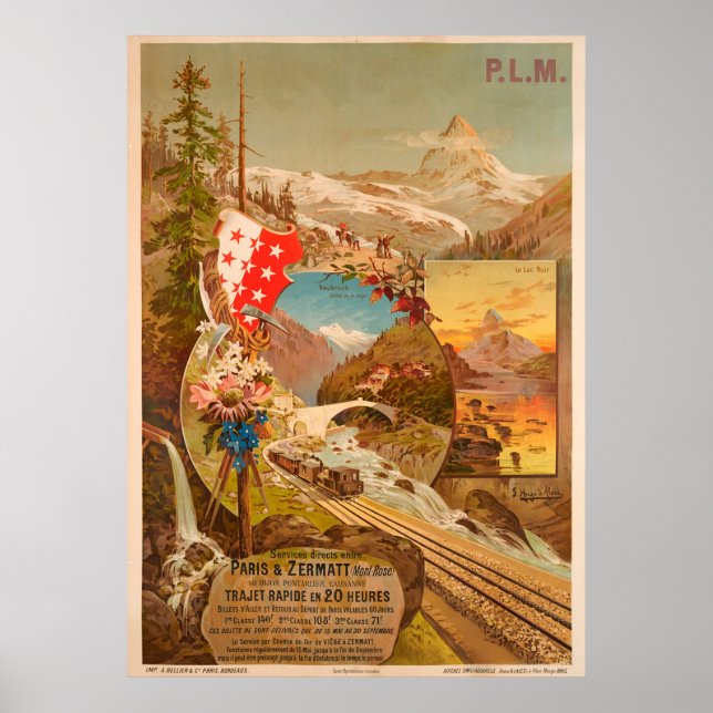 Zermatt Vintage Travel Poster (Vorne)