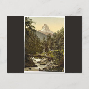 Zermatt, Vispach-Brücke, mit Spitze des Matterhorn Postkarte