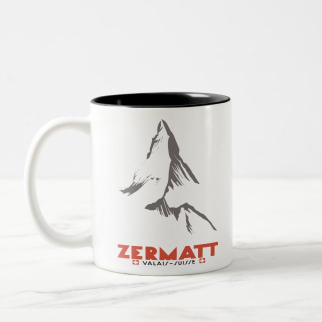 Zermatt, Wallis, Schweiz Zweifarbige Tasse (Links)