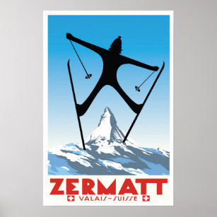 Zermatt, Wallis, Suisse, Ski Poster