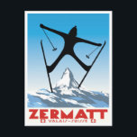 Zermatt, Wallis, Suisse, Ski Postkarte<br><div class="desc">Zermatt, im Kanton Südschweiz, ist ein Bergrestaurant, das für Ski, Klettern und Wandern bekannt ist. Die Stadt liegt auf einer Höhe von etwa 1.600 m unterhalb des ikonischen, pyramidenförmigen Matterhorngipfels. Die Hauptstraße, die Bahnhofstrasse, ist von Boutiquen, Hotels und Restaurants gesäumt und bietet eine belebte Après-Ski-Szene. Es gibt öffentliche Fächer für...</div>