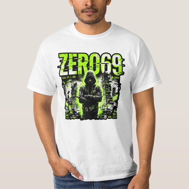 ZERO69 Glitch Division – Chaos Protocol Cyberpunk T-Shirt (Vorderseite)