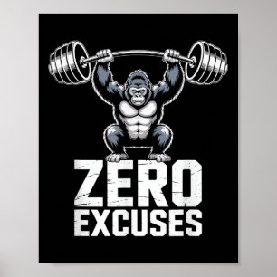 Zero-Ausreden Gorilla Gym Motivations-Workout Poster