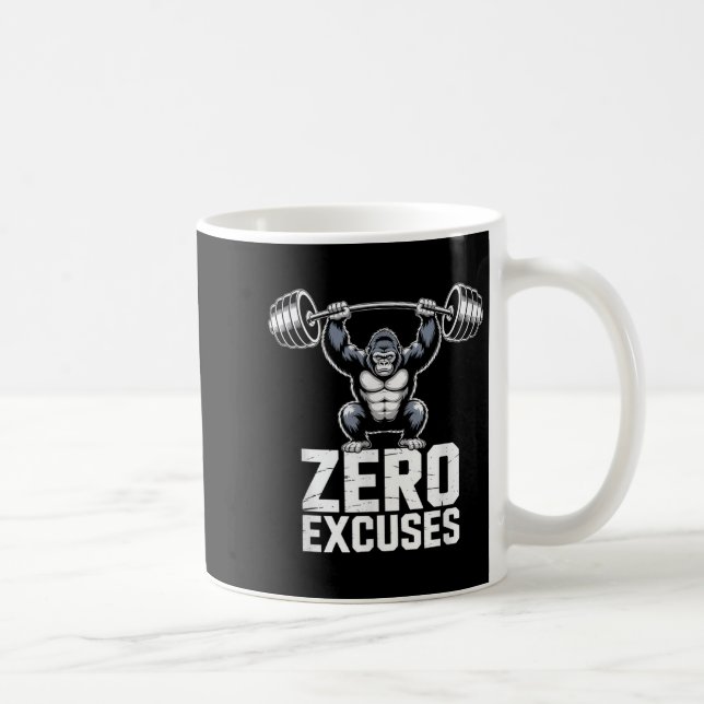 Zero Excuses Gorilla Gym Motivational Workout  Kaffeetasse (Rechts)