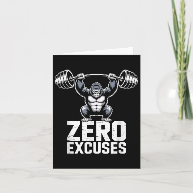 Zero Excuses Gorilla Gym Motivational Workout  Karte (Vorderseite)