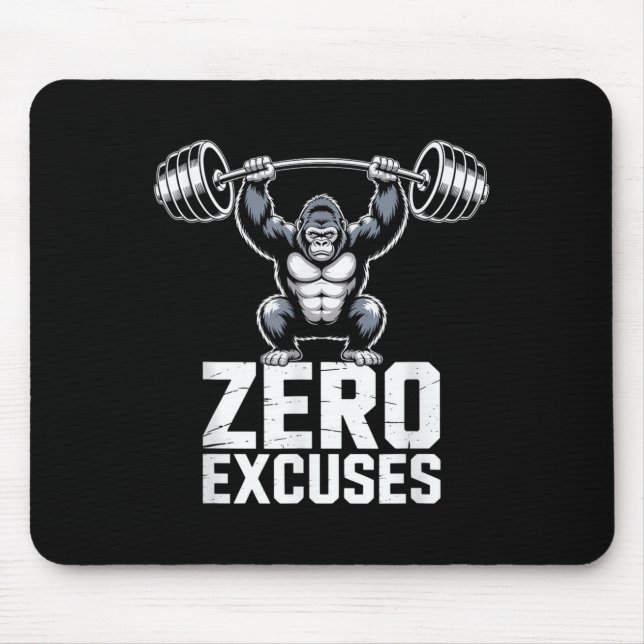 Zero Excuses Gorilla Gym Motivational Workout  Mousepad (Vorne)