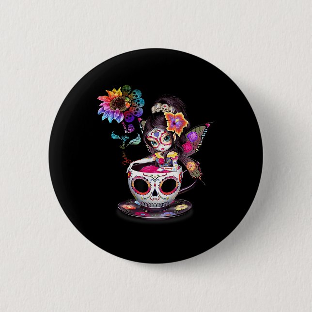 Zero Fors Given Zucker-Schädel-Regenbogen-Sonnenbl Button (Vorderseite)