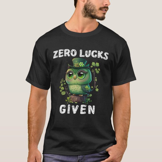 Zero Glück gegeben  Süße Eule St. Patricks Day Par T-Shirt (Vorderseite)