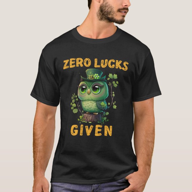 Zero Glück gegeben  Süße Eule St. Patricks Day Par T-Shirt (Vorderseite)