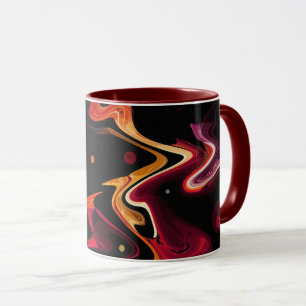 Zero-Gravitations-Malerei-Abstrakt in Orange und S Tasse