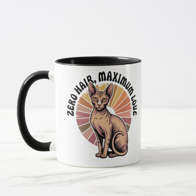 Zero Haare, maximale Liebe Sphynx Art Tasse (Links)