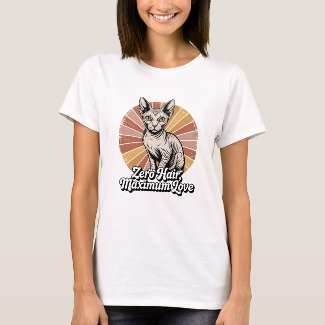 Zero Hair Maximum Love Sphynx Retro T-Shirt (Vorderseite)
