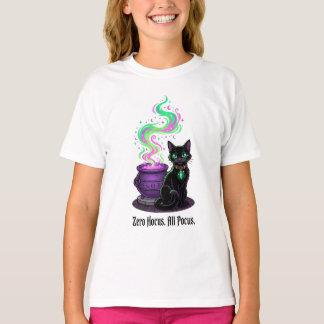 Zero Hocus Pocus Lustige Katze Hexe Kessel T-Shirt