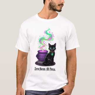 Zero Hocus Pocus Lustige Katze Hexe Kessel T-Shirt
