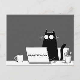 Zero Meowtivation Cat – Funny Lazy Work Cartoon Feiertagspostkarte