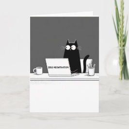 Zero Meowtivation Cat – Funny Lazy Work Cartoon Karte