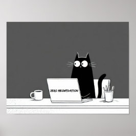 Zero Meowtivation Cat – Funny Lazy Work Cartoon Poster