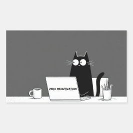 Zero Meowtivation Cat – Funny Lazy Work Cartoon Rechteckiger Aufkleber