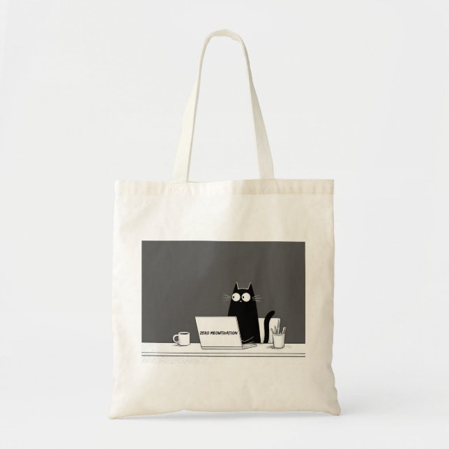 Zero Meowtivation Katze – Lustiger Fauler Arbeits- Tragetasche (Vorne)