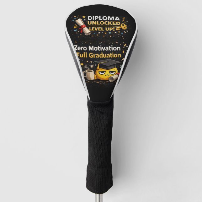 Zero Motivation Full Graduation Funny Shirt  Golf Headcover (Vorderseite)