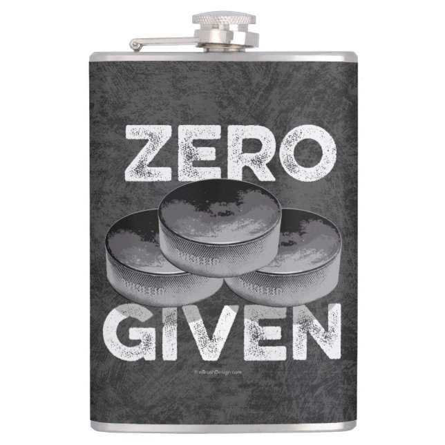 Zero Pucks gegeben (Hockey Flasche) Flachmann (Vorderseite)