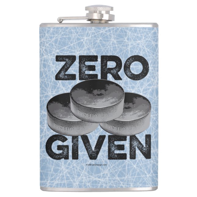 Zero Pucks gegeben (Hockey) Flasche Flachmann (Vorderseite)