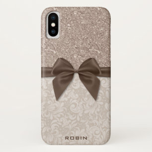 Zerquetschte Champagne-Edelsteine, beige Damast Case-Mate iPhone Hülle