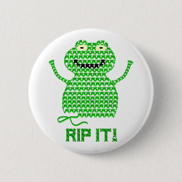 Zerreißen Sie es! Vector Häkelarbeit-Frosch Button
