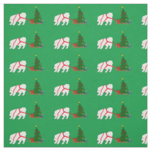 Zerren Sie den Samoyed, der Weihnachtsbaum zieht Stoff