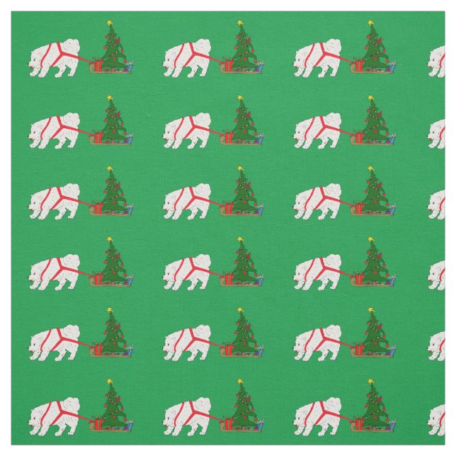 Zerren Sie den Samoyed, der Weihnachtsbaum zieht Stoff (Muster)