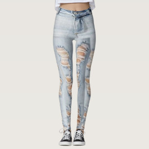 Zerrissene Jeans-Muster-Leggings Leggings