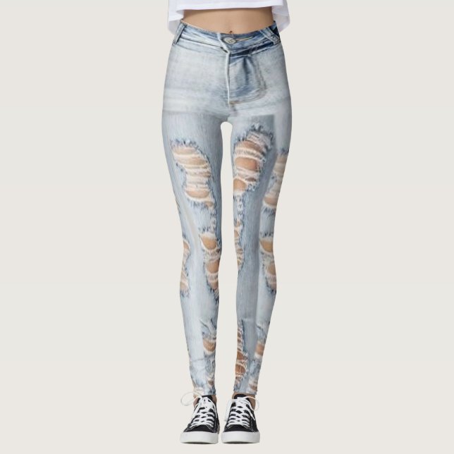 Zerrissene Jeans-Muster-Leggings Leggings (Vorderseite)