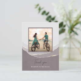 zerrissene Papierberge Hochzeit Foto danke Postc Postkarte