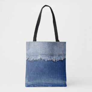 Zerrissener Jeans-Stoffhintergrund Tasche