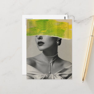 Zerrissenes Gesicht Elegante Kleidung Mixed Media  Postkarte