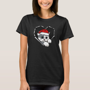 Zerrissenes Katzen-Gesicht mit Weihnachtsmütze Loc T-Shirt