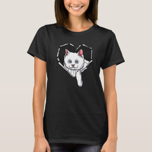 Zerrissenes Stoff Katzen Gesicht Zerrissenes Loch T-Shirt