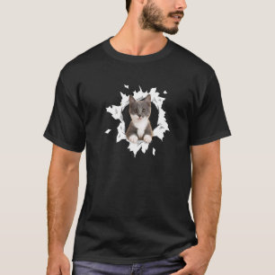 Zerrissenes Tuch Katzen Gesicht Zerrissenes Loch S T-Shirt